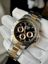 Elgin brand Daytona Chronograph quartz Watch  Rose Gold Silver Two Tone Working