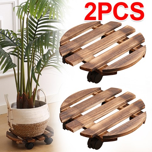 Wooden plant caddy - wooden,