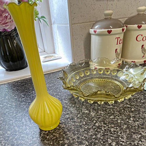 Tall yellow glass - yellow, vase