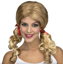 Ladies Wig School Girl Britney Pigtail Bunches Secretary Rag Doll Fancy Dress 