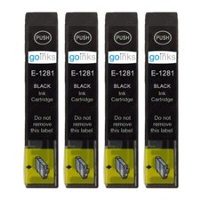 4 Black Ink Cartridges non-OEM to replace T1281 (Fox) Compatible for Printers
