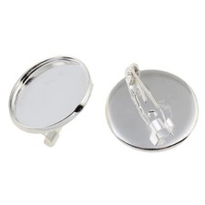 Silver Tone Round Circular Brooch Badge Setting Blanks Fits 20mm Cabochon