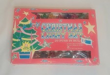 20 Vintage 1980's Multicolour Flower Push Bulb Christmas Tree Fairy Lights BNIB
