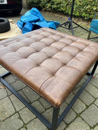 Brown leather coffee table - brown,
