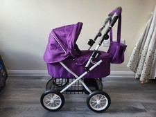 Silver Cross Ranger Purple & White Dolls Pram/Bag & Shopping Tray
