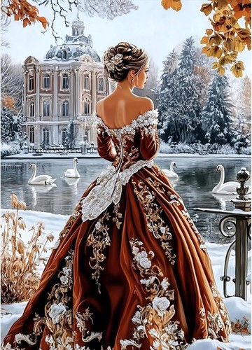 Red dress lady - dress, diamond