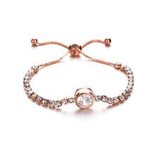 Adjustable Silver Rose Gold Tennis Cubic Zirconia Crystal Fashion Bracelet Gift