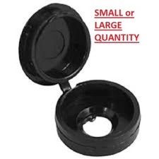 HINGED SCREW CAP COVERS HINGED BLACK NO.8  PLASTIC COVER LID - CHOOSE AMOUNT