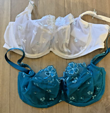 M&S Per Una Underwired Balconette Lace Bra White & Turquoise 2-pack 30DD