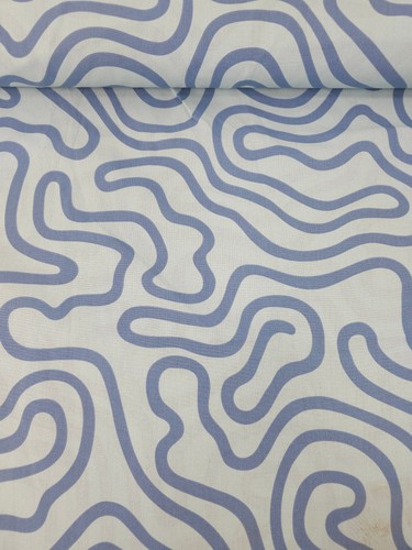 Blue squiggle 100 - 100%, cotton