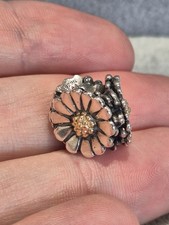 RARE Sterling Silver and 18k Gold Detailed Vintage Trollbeads Daisy Charm 