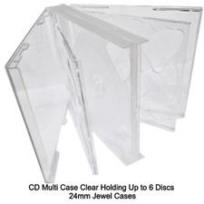 1 x 6 Way Clear Multi CD Jewel Cases 24mm Spine Holds 6 Discs Replacement Case