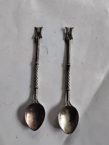 Pair silver teaspoons - pair,
