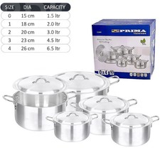 ALUMINIUM 10PC CASSEROLE STOCKPOT COOKING PAN SAUCEPAN SET LID COOKWARE KITCHEN