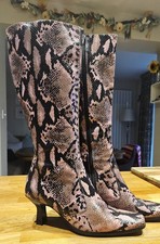 Carvela Leather Snake Skin Effect Pink And Black  Boots Kitten Heel Size 41 / 8