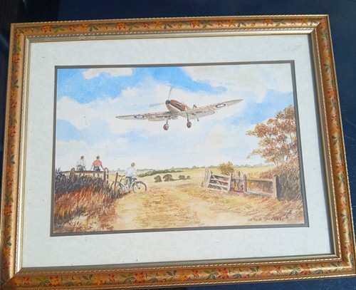 Ww2 spitfire watercolor - ww2,