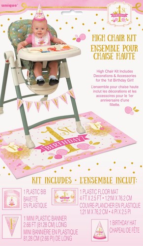 Pink gold girls highchair - pink,