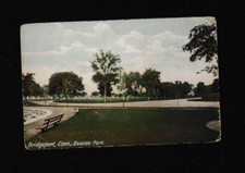 Vtg Postcard Bridgeport Connecticut Seaside Park Path Trees Bench 1905