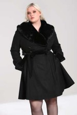 Simone Coat 20-26 3xl-6xl Hell Bunny black vintage swing 50s faux fur winter