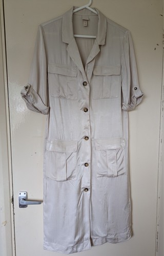 Cream satin button front - satin,
