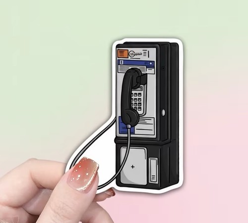 Retro payphone sticker - retro,