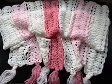 Hand Made Baby Blanket. Measures 80 X91cm. Crocheted In Pinks And White.