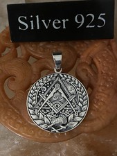 Silver Masonic Pendant And Silver Necklace