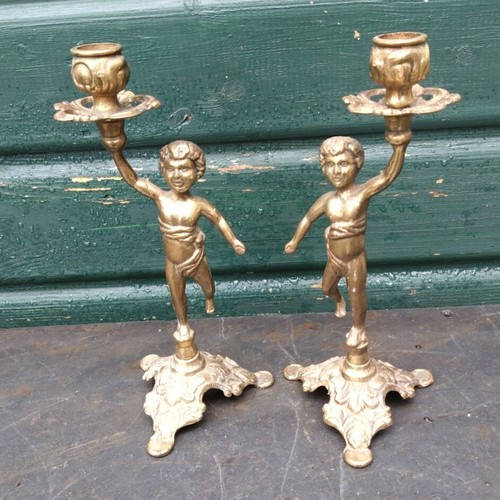 Pair vintage brass - pair, of