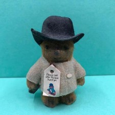 Vintage Flocked Mini Paddington Bear Felt Coat Toy Figure Dolls House 2.5" 1970s