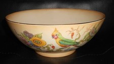 Large Antique Crown Ducal Parrot Design Bowl