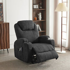 Electric Recliner Chair Massage Heating Armchair Sofa with Cup Holder Black