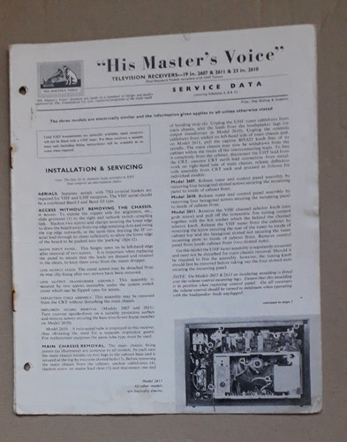 Hmv model 2607 2611 - hmv,