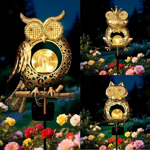 Solar owl led lights outdoor - led,