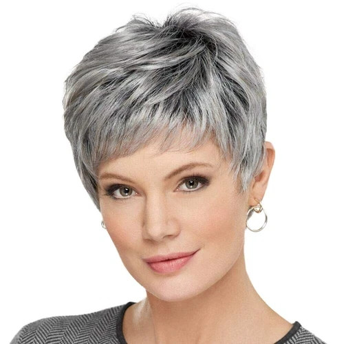 Short layered pixie cut dark - short,
