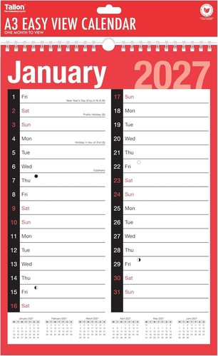 2027 wall calendar large - a3,