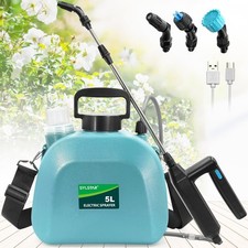 Battery Powered Sprayer 5L, Upgrade Electric Garden Sprayer with 3 Mist Nozzles,
