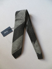 DRAKE'S GREY STRIPED 100% WOOL  TIE HAND MADE NEW WITH TAGS