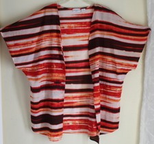 Liz Claiborne Sz 2X Elegant Art Stripe Cruise Vest Tabard Open-Jacket Tunic Top