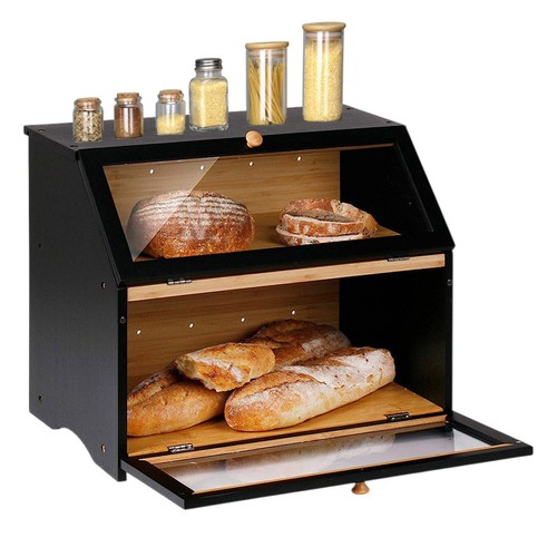 Tier bamboo bread bin wooden - 2,