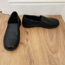 Hotter 'Glove' Black Leather Slip On Flat Shoes - Size UK 6 EEE