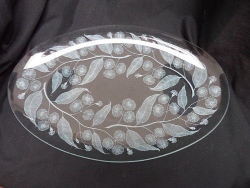 Vintage clear glass oval plate - vintage,