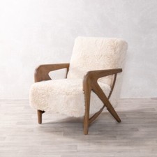 BEIGE FUR ARMCHAIR CARAMEL