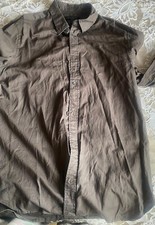 Men's Allsaints Plum Distressed Cotton Long Sleeve Button Down Shirt- Size M 