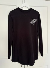 Sik Silk Men's Black 100% Cotton White Logo Long Sweatshirt UK Size Medium