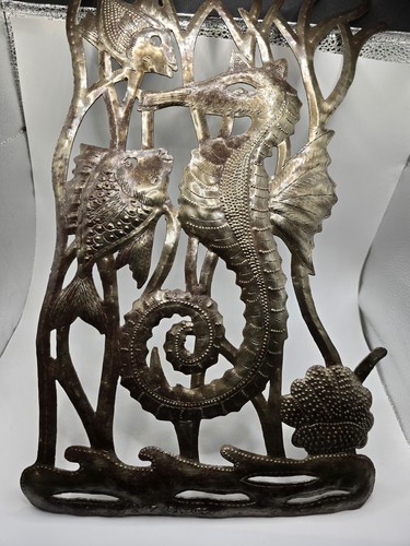 Seahorse haitian metal wall - metal,