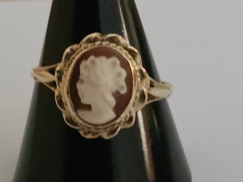 9ct gold cameo ring size - ring, p