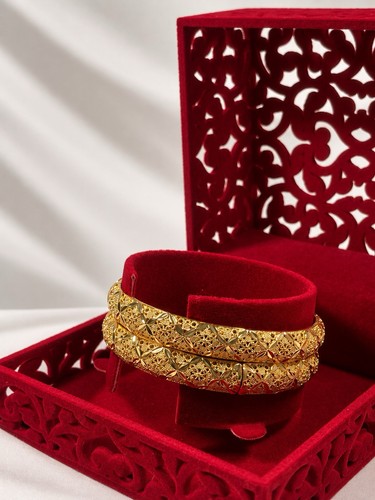 24k gold plated indian bangles - gold,