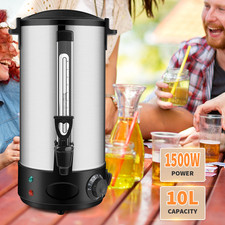 10L Commercial Electric Stainless Steel Tea Urn Hot Water Boiler for UK Catering