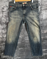 Lee Cooper Gautic Jeans Mens W36 L32 Blue Straight Leg Faded Distressed Denim