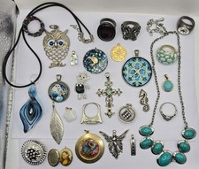 Vintage & Modern Pendants Scarf Clip Necklace Rings MIXED JOBLOT!